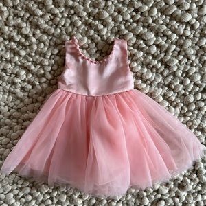 Pink Satin/Tulle Pearl Embellished Dress - 18-24 Months